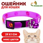 Ошейник кошачий, 29×1 см, с лапками, цвет МИКС - Фото 1