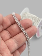 Цепь со стразами, 2 ряда, металл, стекло, 4 мм, 4.5±0.5 м, цвет серебряный - Фото 5