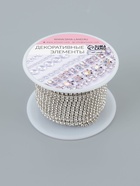 Цепь со стразами, 2 ряда, металл, стекло, 4 мм, 4.5±0.5 м, цвет серебряный - фото 54711590