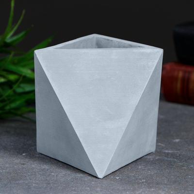 Кашпо бетонное «Абстракция», серое, 9×9×9 см