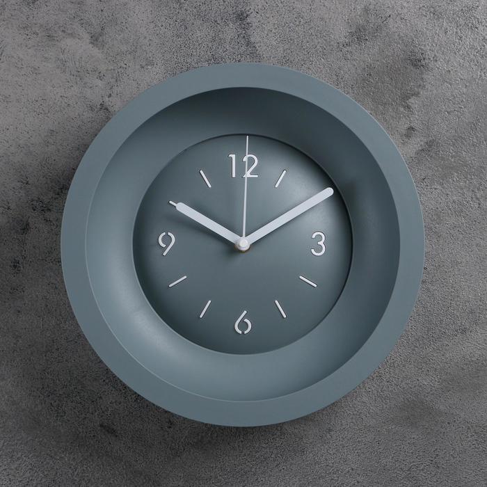 Часы настенные, серия: Классика, плавный ход, d=25.4 см, без стекла, серые - Фото 1
