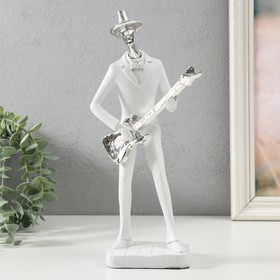 Сувенир полистоун "Музыкант с гитарой" белый с серебром 27,5х7,5х12,5 см