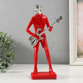 Сувенир полистоун "Музыкант с гитарой" красный с серебром 27,5х7,5х12,5 см