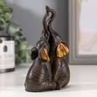 Фигурка полистоун «Два африканских коричневых слона», золотые ушки, 13.5×5.5×9.5 см - Фото 3
