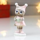 Сувенир полистоун "Совушка в шапке с ушками, с книжкой" розовый с голубым 10х4х3,7 см - Фото 4