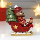 Сувенир полистоун "Совушка в санях Деда мороза" красный с зелёным 10х9,5х4,2 см - Фото 2