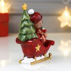 Сувенир полистоун "Совушка в санях Деда мороза" красный с зелёным 10х9,5х4,2 см - Фото 3