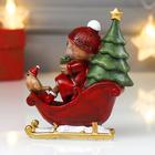 Сувенир полистоун "Совушка в санях Деда мороза" красный с зелёным 10х9,5х4,2 см - Фото 4