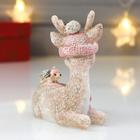 Сувенир полистоун "Маленький оленёнок с белочкой и ёжиком" блеск розовый 10,5х10,3х6,3 см - Фото 2