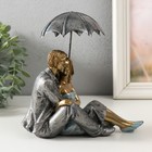 Фигурка полистоун «Влюблённая пара под зонтом - нежность», синий, 18×18×10 см - Фото 2
