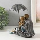 Фигурка полистоун «Влюблённая пара под зонтом - нежность», синий, 18×18×10 см - Фото 3