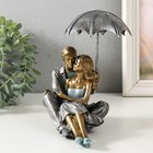 Фигурка полистоун «Влюблённая пара под зонтом - нежность», синий, 18×18×10 см - Фото 4