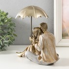 Сувенир полистоун "Влюблённая пара под зонтом - нежность" бежевый 18х18х10 см - Фото 3