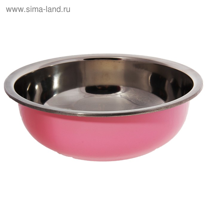 Миска из нержавеющей стали 24 см, розовая - Фото 1