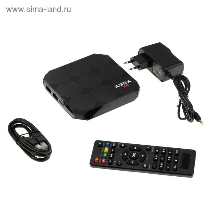 Приставка Смарт ТВ A95X R2 2.16, 2 Гб, 16 Гб, Android, 4K, Wi-Fi, HDMI-кабель, черная - Фото 1