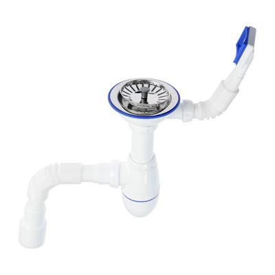 Сифон для мойки Unicorn B425P, 3 1/2"х40 мм, прямоуг.перелив, пласт.ручка, с гофрой 40/50 мм