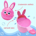 Ковш для купания и мытья головы, детский банный ковшик, хозяйственный «Зайка» 500 мл., цвет розовый - Фото 2