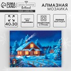 Алмазная мозаика на новый год с полным заполнением на холсте «Рождественский вечер», 30×40 см, набор для творчества. - Фото 1