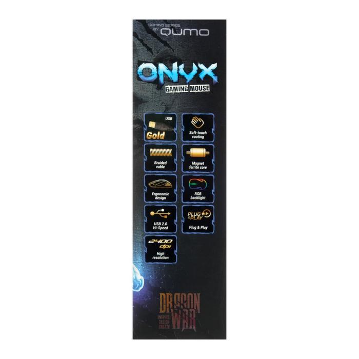 Мышь Qumo Onyx RGB M73, игровая, проводная, оптическая, 2400 dpi,  4 кнопки, USB,RGB, чёрная - фото 51297829