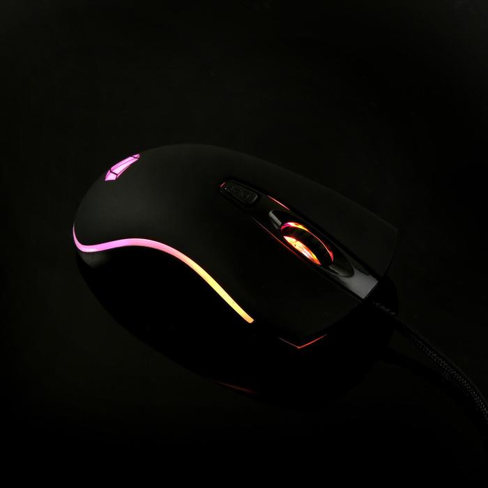 Мышь Qumo Onyx RGB M73, игровая, проводная, оптическая, 2400 dpi,  4 кнопки, USB,RGB, чёрная - фото 51297825