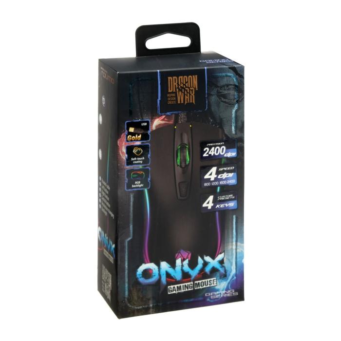 Мышь Qumo Onyx RGB M73, игровая, проводная, оптическая, 2400 dpi,  4 кнопки, USB,RGB, чёрная - фото 51297827