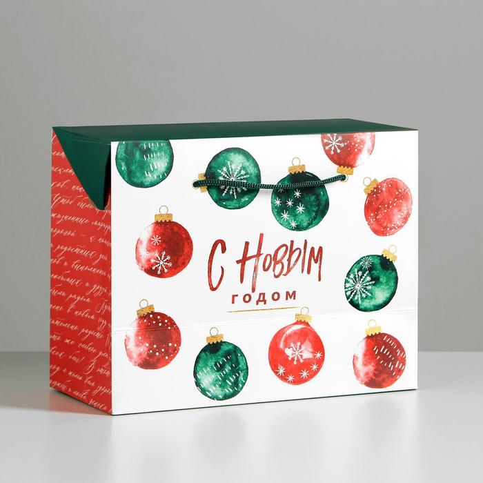 Пакет-коробка «Весёлый праздник», 23 х 18 х 11 см, Новый год