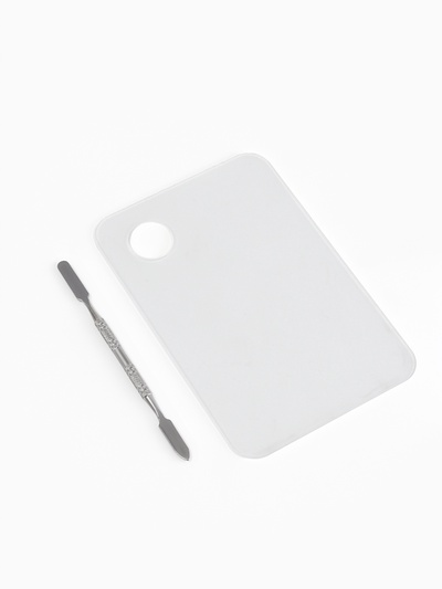 Палитра для смешивания лаков, 10×15 см, с шабером 15 см, прозрачная