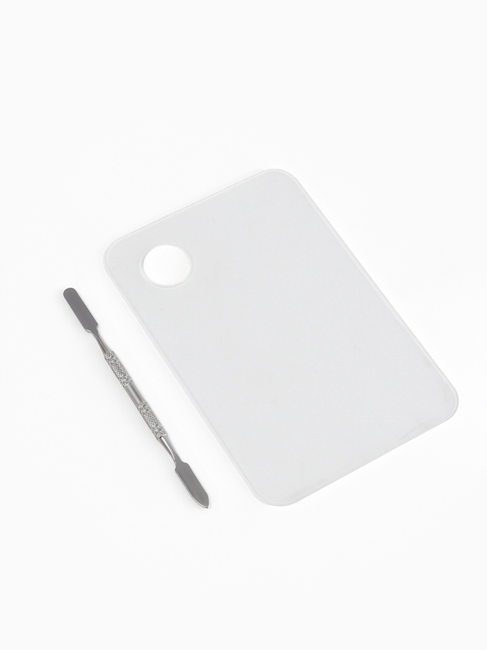 Палитра для смешивания лаков, 10×15 см, с шабером 15 см, прозрачная - Фото 1