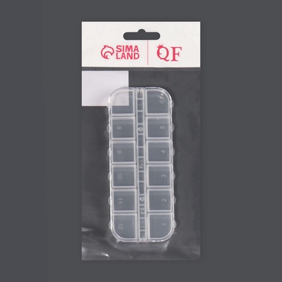 Органайзер для хранения мелочей, 12 ячеек, 13×5.3×1.3 см, прозрачный
