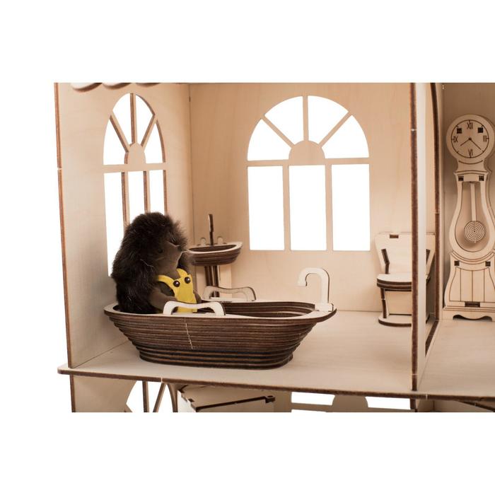 Домик кукольный ХэппиДом Premium «Коттедж», трёхэтажный, с пристройкой, с мебелью, сборная модель - фото 1907124300