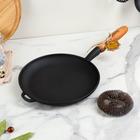 Сковорода чугунная "Блинница", 240 х 25 мм, с деревянной ручкой, премиум набор - Фото 3