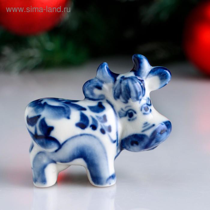 Сувенир "Корова Федора", гжель, 7,5 см - Фото 1