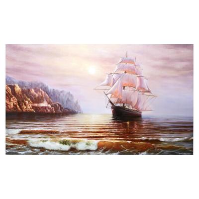 Картина на холсте "Морское плаванье на закате" 60х100 см
