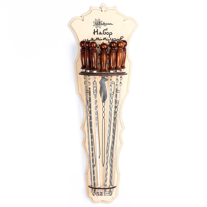 Набор с шампурами подарочный "Щит", 6 шт, нож-вилка в комплекте - фото 1911468469