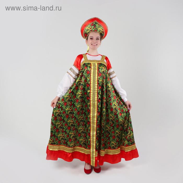 Русский костюм женский «Рябиновые гроздья» платье, кокошник, р-р 48, рост 170