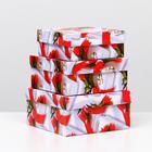 Набор коробок 3 в 1 "Свадьба кольца и красная лента", 19 х 19 х 9,5 - 15,5 х 15,5 х 6,5 см - фото 42851563