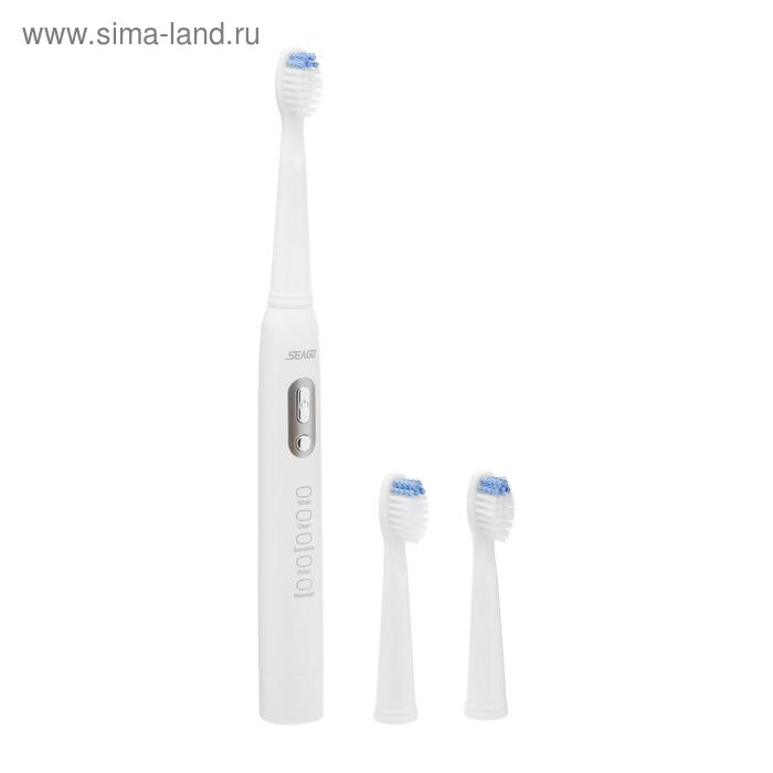 Электрическая зубная щётка Seago SG-2011, звуковая, 40000 уд/мин, 3 насадки, белая - Фото 1