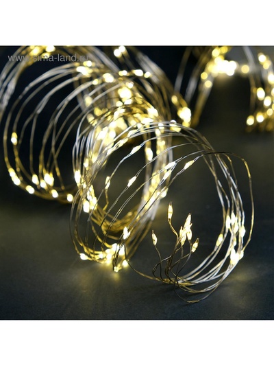 Гирлянда «Занавес» 2.8×3 м, роса на крючках, с пультом, IP20, серебристая нить, 300 LED, свечение тёплое белое, 8 режимов, USB