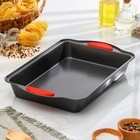 Противень для выпечки Доляна «Софт. Прямоугольник», 40.5×25.5×5.5 см, с силиконовыми ручками, антипригарное покрытие, чёрный - Фото 1