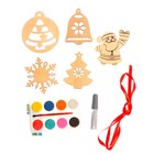 Набор для творчества «Ёлочные игрушки из дерева. Сделай сам» (Дед Мороз, снежинка, ёлочка) - Фото 4