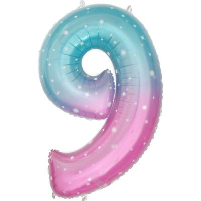 Шар фольгированный 32" «Цифра 9», нежные искры