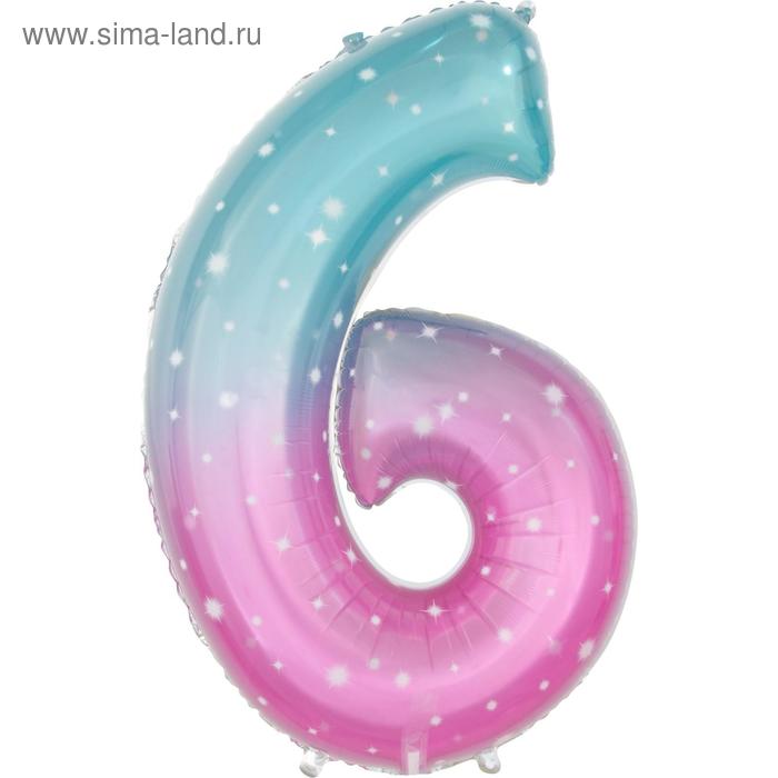 Шар фольгированный 32" «Цифра 6», нежные искры - Фото 1