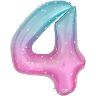Шар фольгированный 32" «Цифра 4», нежные искры