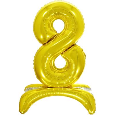 Шар фольгированный 32" «8», на подставке, цвет золото