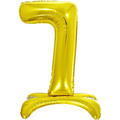 Шар фольгированный 32" «7», на подставке, цвет золото