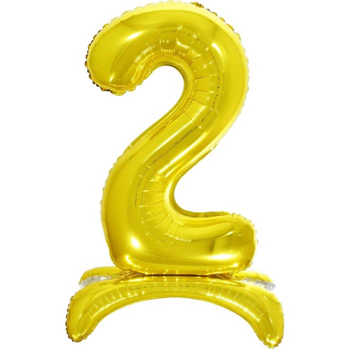 Шар фольгированный 32" «2», на подставке, цвет золото - Фото 1