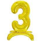 Шар фольгированный 32" «3», на подставке, цвет золото - Фото 1