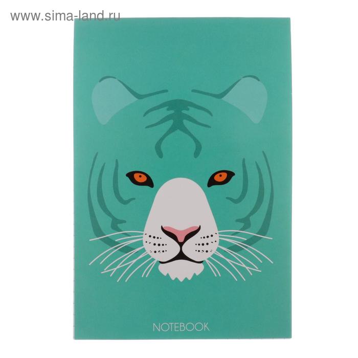 Блокнот А6, 40 листов на клею "Тигр", обложка мелованный картон, блок офсет 70 г/м2 - Фото 1