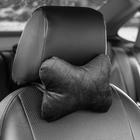 Подушка автомобильная косточка, на подголовник, велюр, чёрный, ромб, 16х24 см - фото 3480482