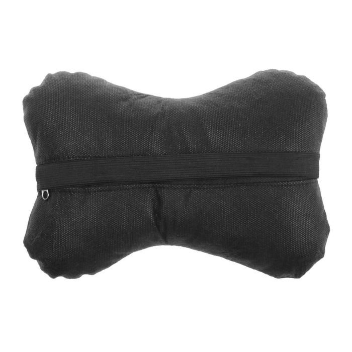 Подушка автомобильная косточка, на подголовник, экокожа, чёрный, 16х24 см - фото 1904213812
